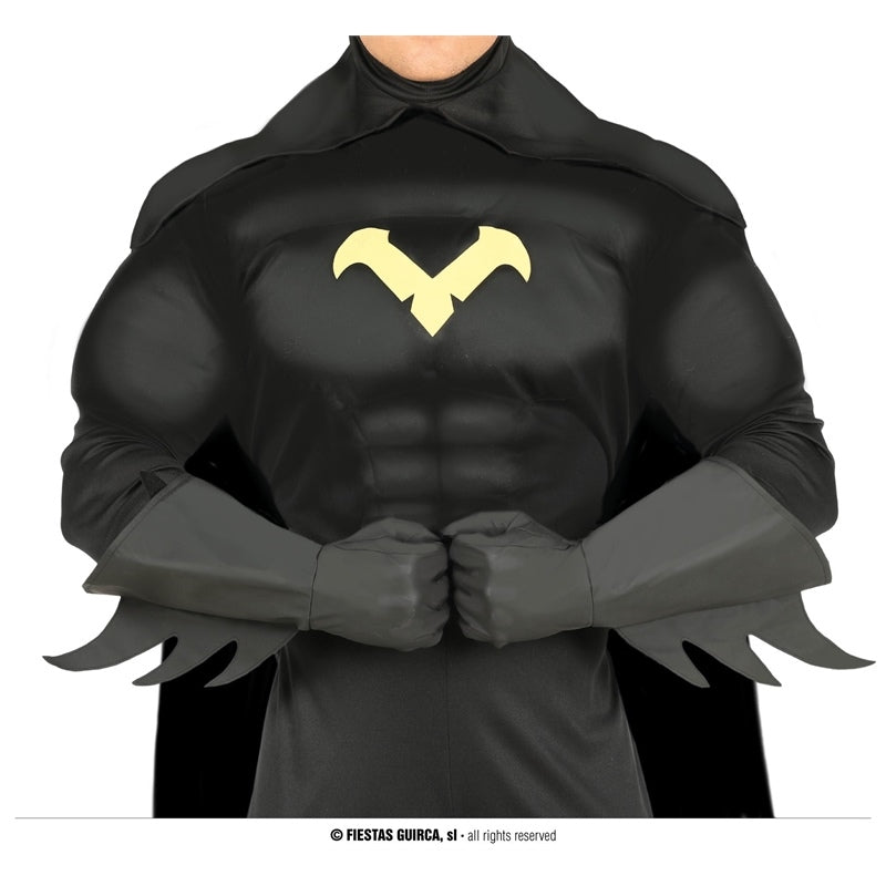 Guanti Supereroe Batman Pipistrello Nero con Alette Adulto