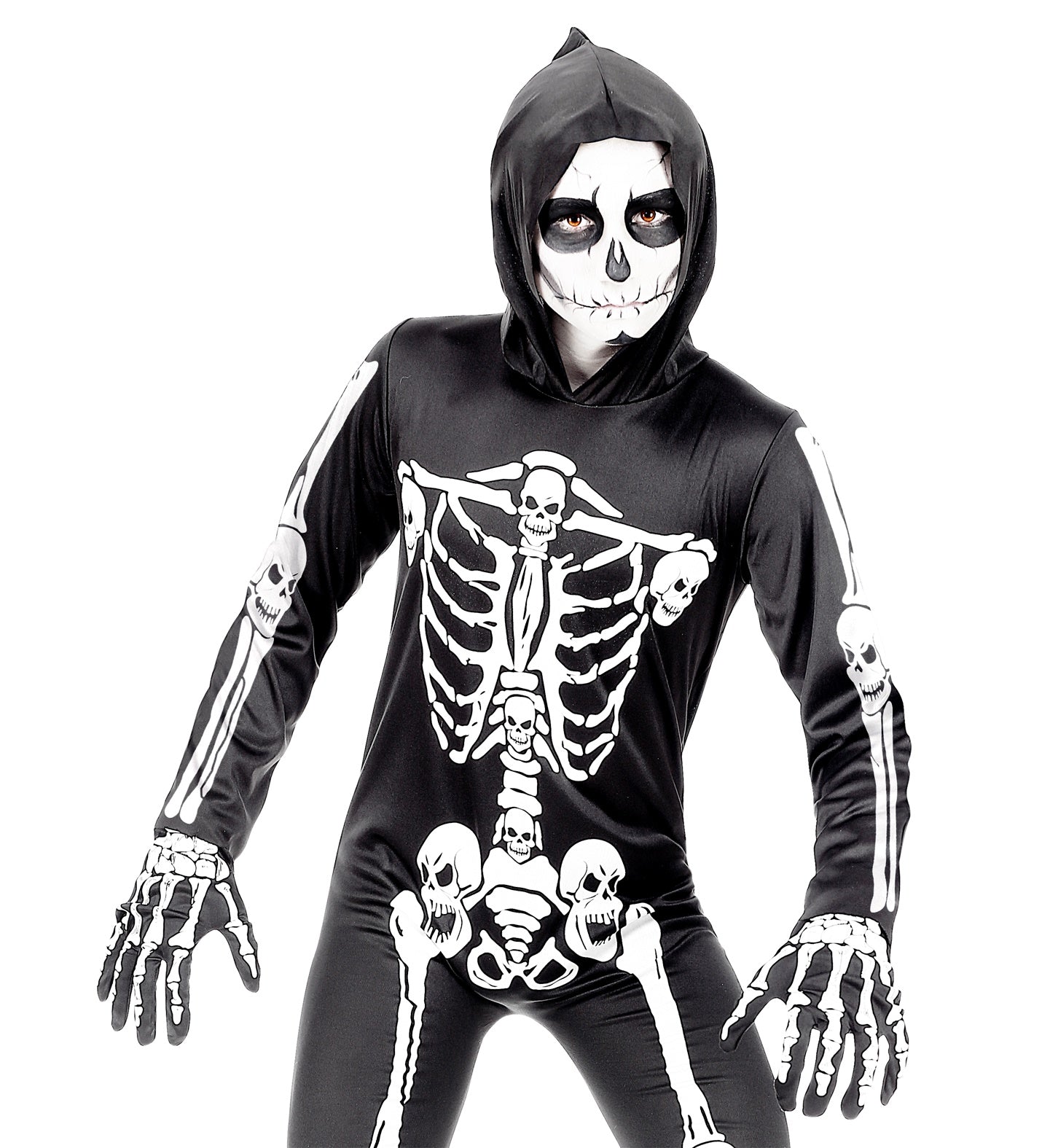 Guanti da Scheletro Nero con Ossa Bianche Bambino Unisex