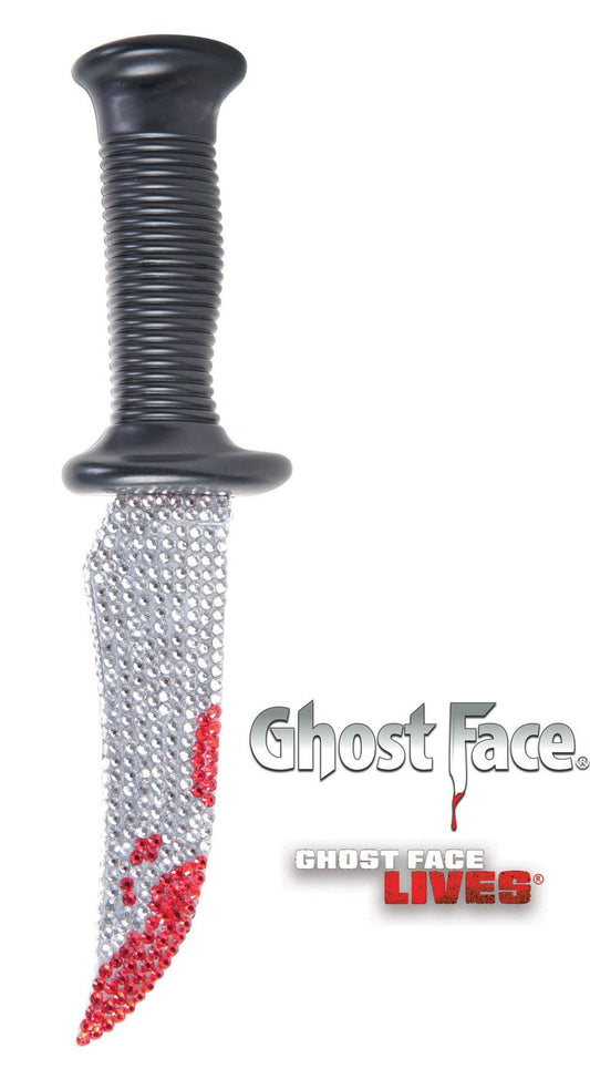 Coltello Ghost Face Scream Originale Bling con Diamanti e Sangue 30 cm