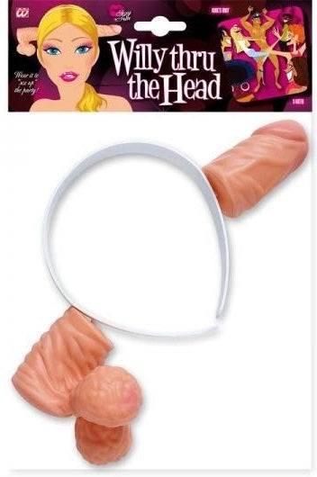 Cerchietto Scherzoso Pene Attraverso Testa Gadget Addio al Nubilato Matrimonio Trash