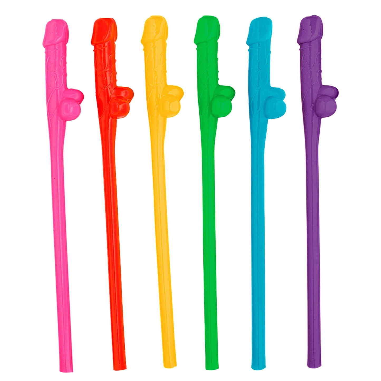 Set 6 Cannucce con Pene Colorato Gadget Erotico Sexy Addio al Nubilato