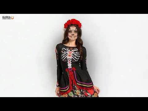 Costume Catrina con Diadema e Vestito 2
