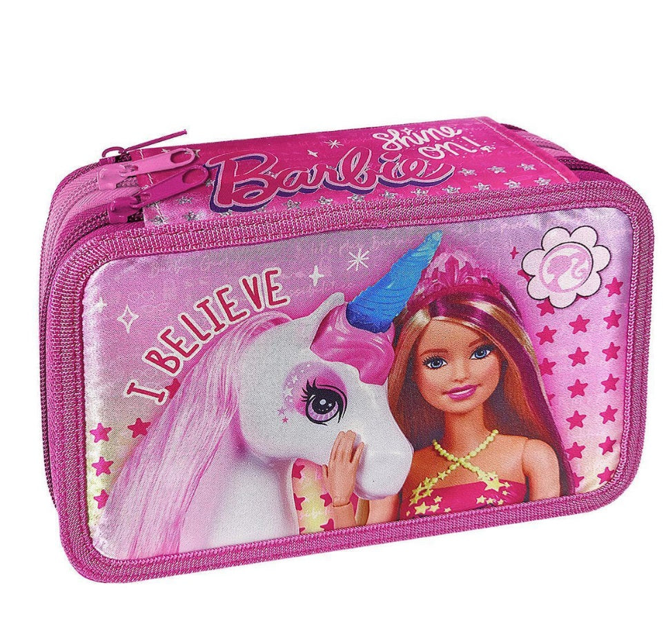 Astuccio 3 Zip Barbie Unicorno Originale Mattel Completo 44 Pezzi Giotto Scuola