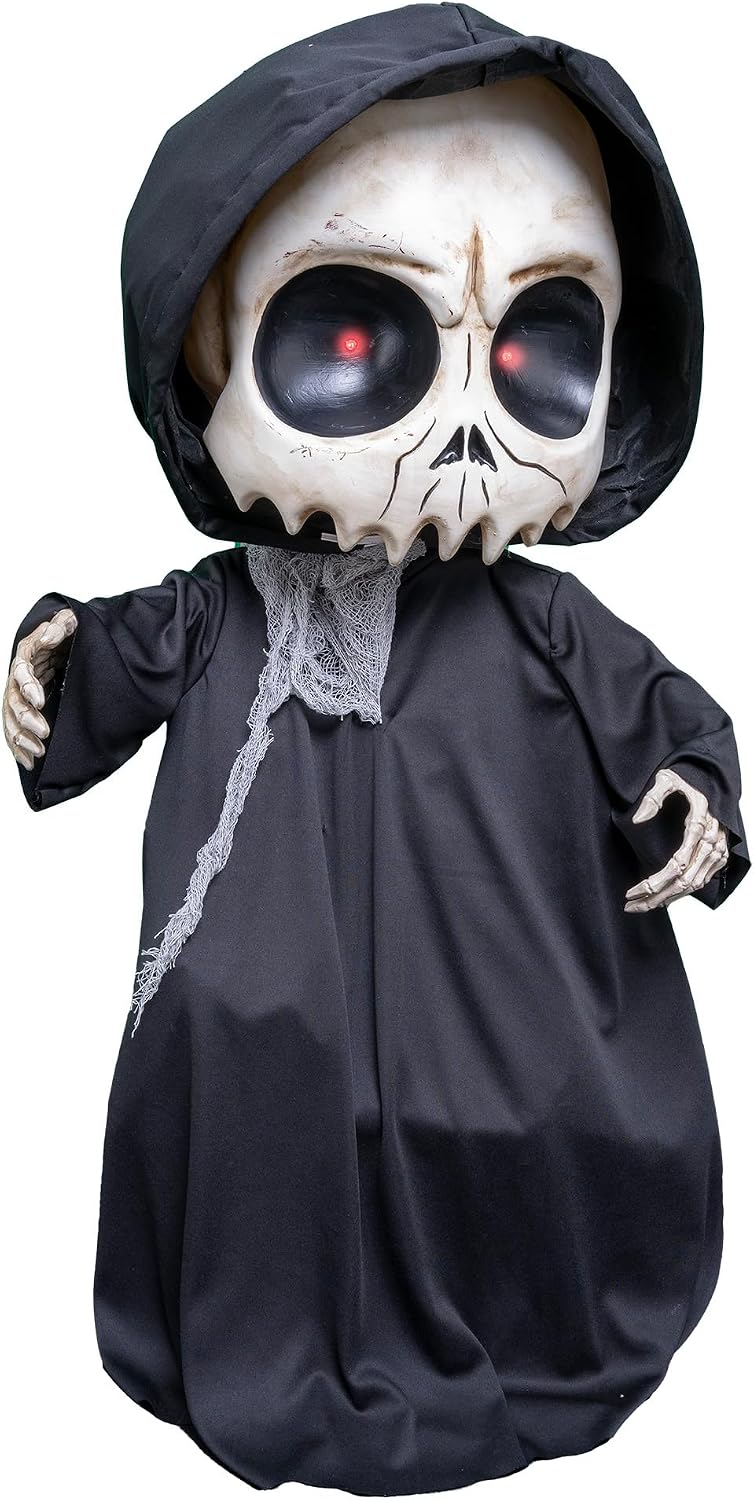 Baby Scheletro Morte Horror con Luce Suono e Movimento Animatronica alto 90cm