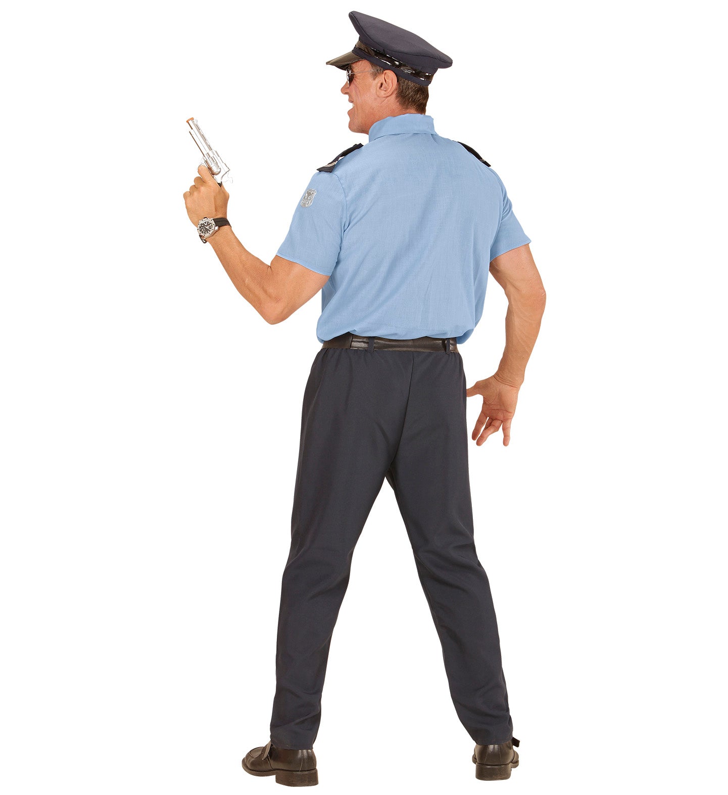 Costume Poliziotto con Camicia Pantaloni Cintura Cravatta e Cappello Adulto
