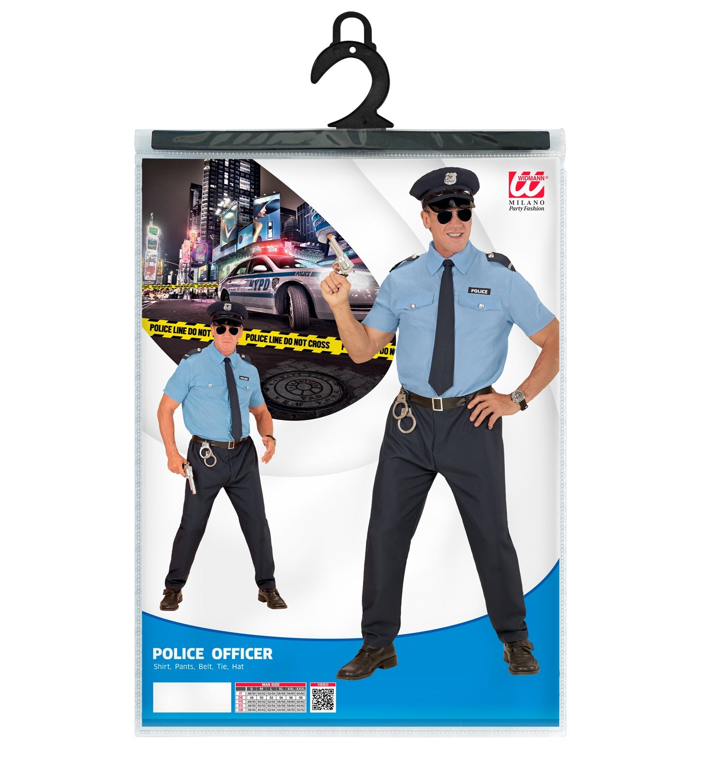 Costume Poliziotto con Camicia Pantaloni Cintura Cravatta e Cappello Adulto