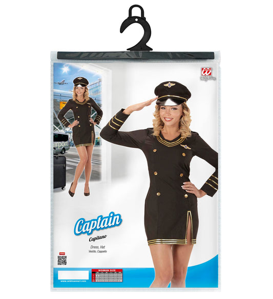 Costume Sexy Pilota Aereo Abito Donna con Cappello Aviazione