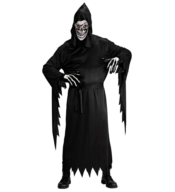 Costume Adulto Ghostface Scream Completo di Tunica Cintura Maschera e Cappuccio