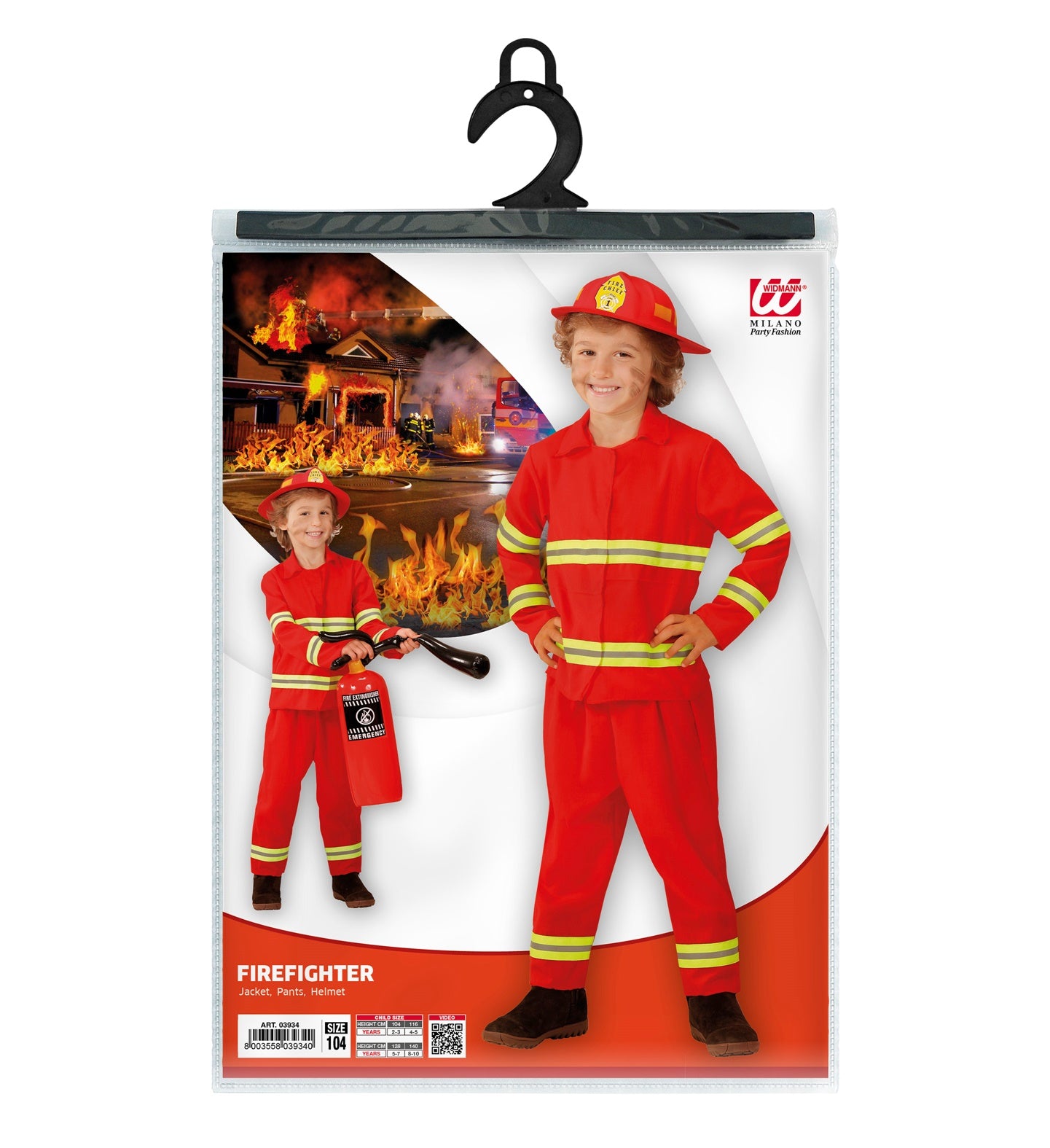 Costume da Pompiere Rosso Bambino Giacca Pantaloni Elmo