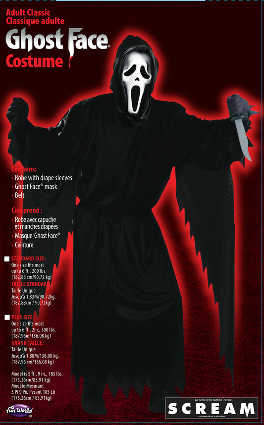 Costume Ghost Face Originale Adulto Classico Completo Scream Halloween