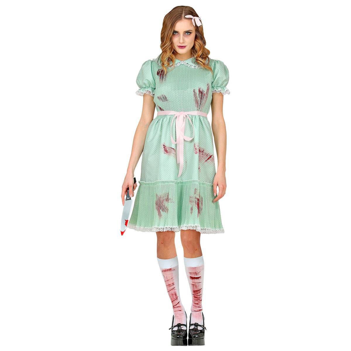 Costume Donna Gemella Shining Abito con Cintura e Calze Horror Halloween