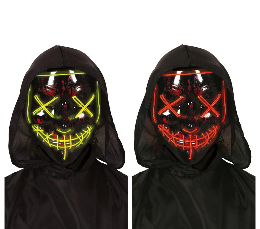 Maschera Rigida con Luci Colori Assortiti Hacker Halloween