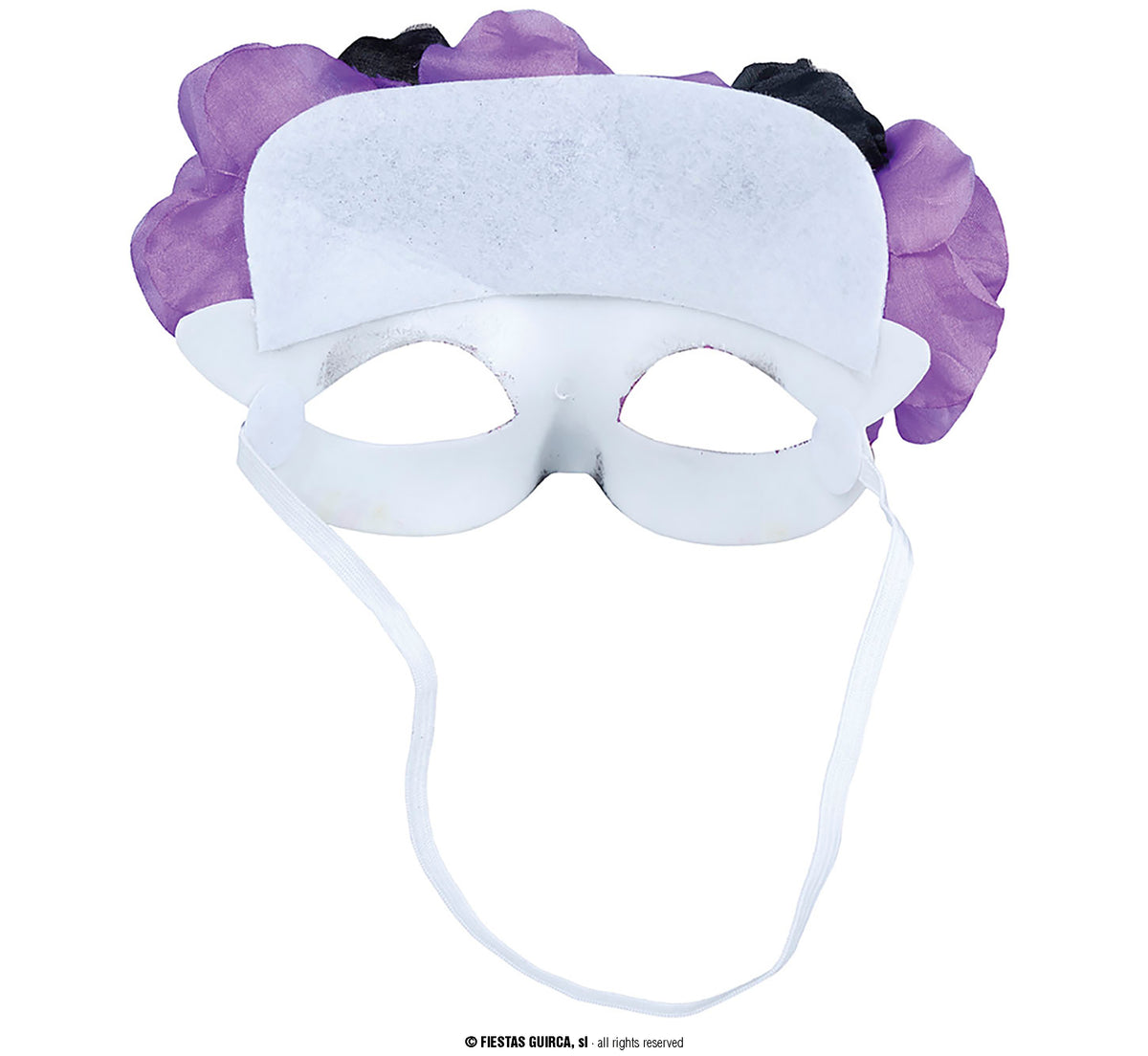 Maschera Rigida Catrina Morte Messicana con Fiori Viola e Neri Halloween