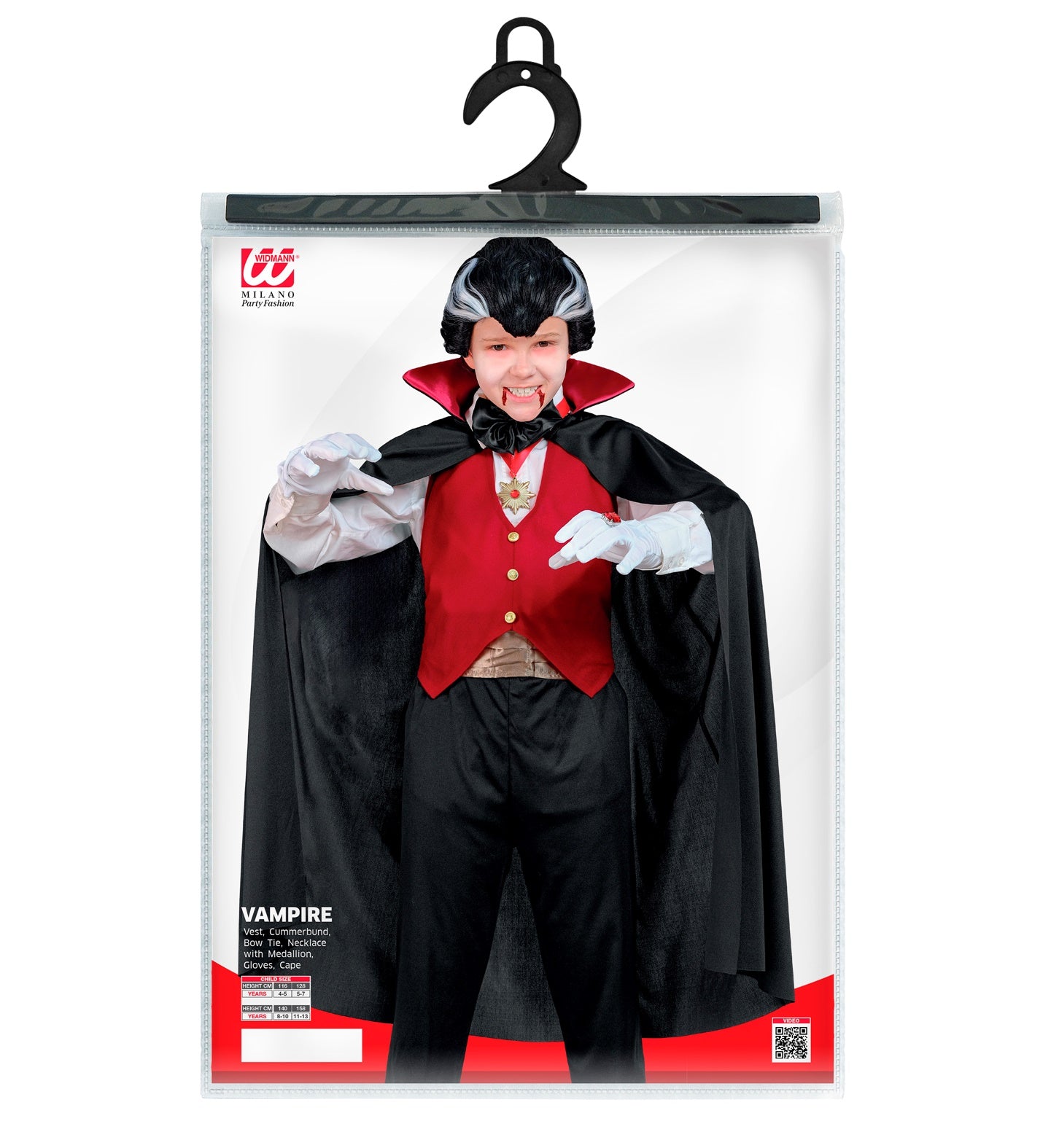 Set Vampiro con Gilet Cintura Papillon Collana con Medaglione Guanti e Mantello Conte Dracula