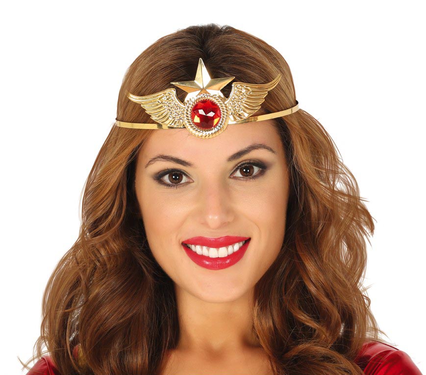 Diadema Super Eroina in Metallo Oro 3