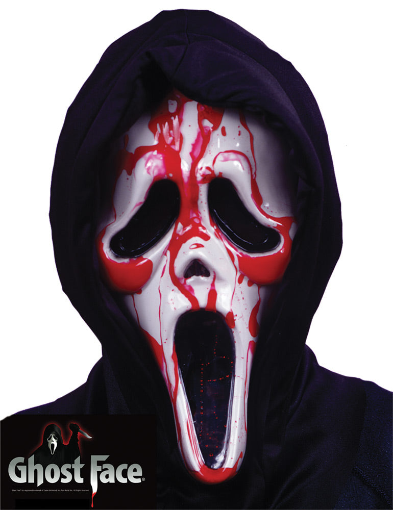 Maschera Ghost Face Classica Bianca  Con Effetto Sanguinamento Scream Originale Halloween
