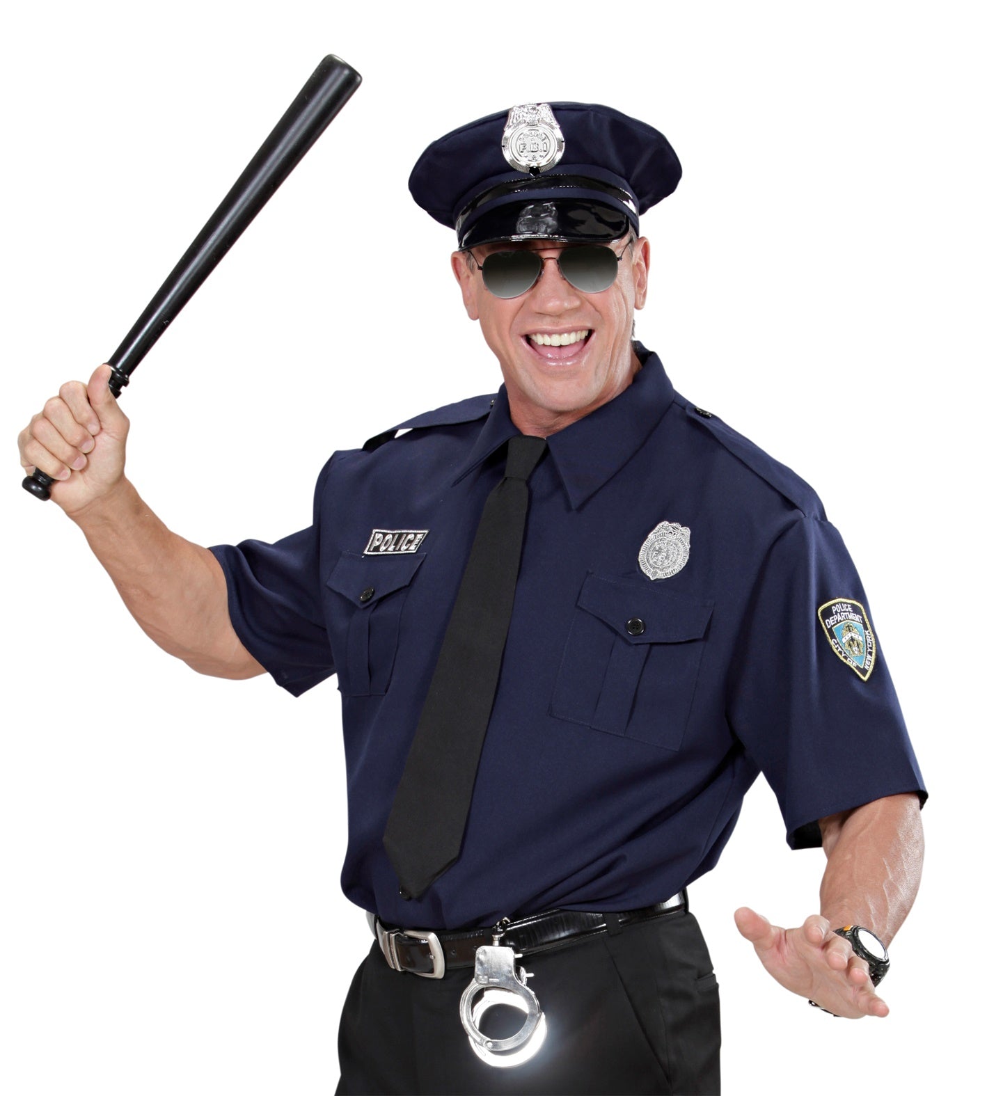 Costume Poliziotto con Camicia, Cravatta e Cappello Forze del'Ordine Polizia