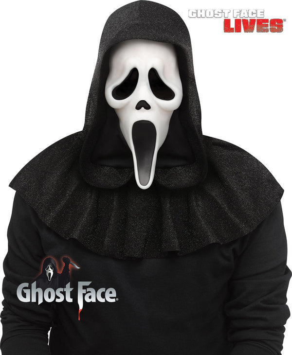 Maschera in Lattice 25° Anniversario Scream con Cappuccio Glitterato Originale Ghost Face Gusto Vaniglia