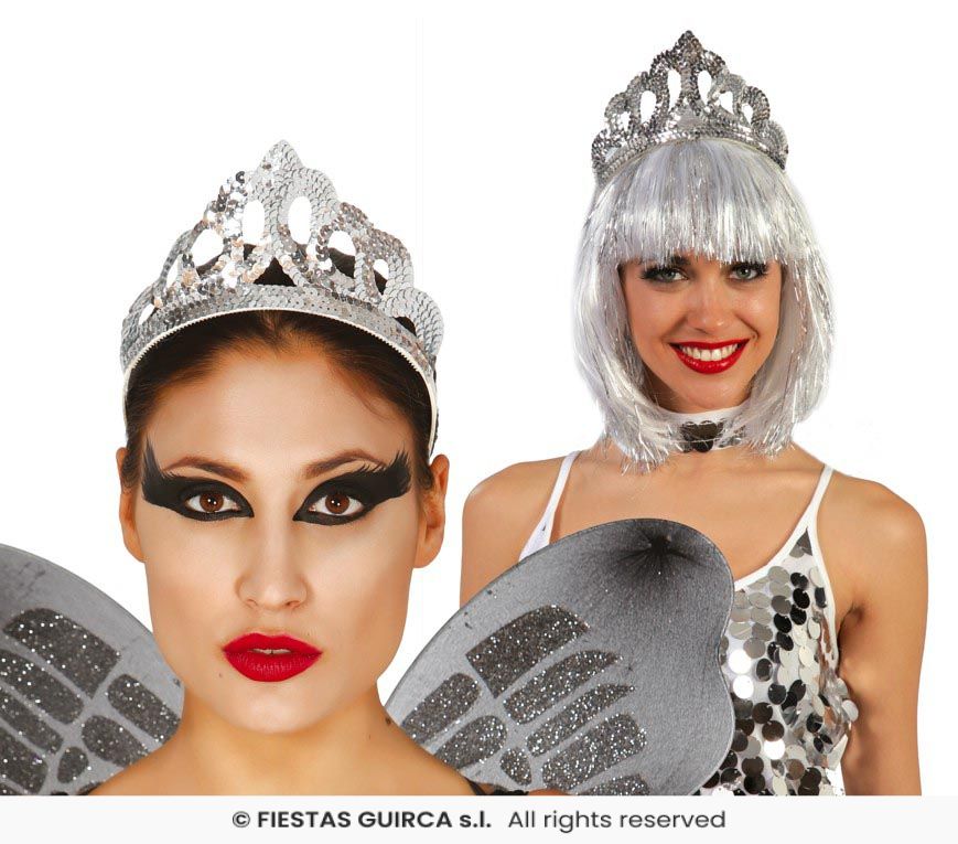 Diadema tiara argento paillettes