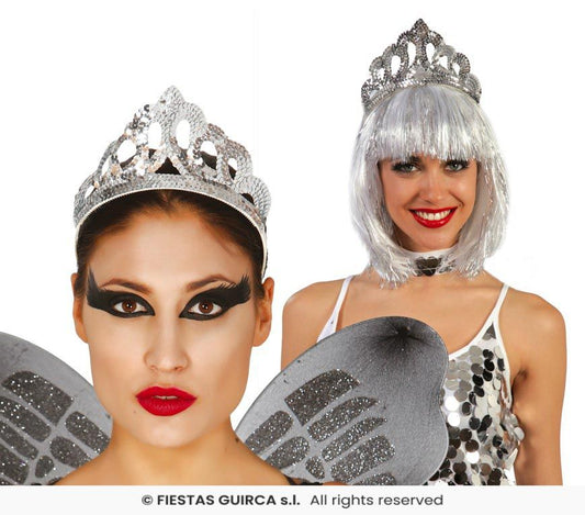 Diadema tiara argento paillettes