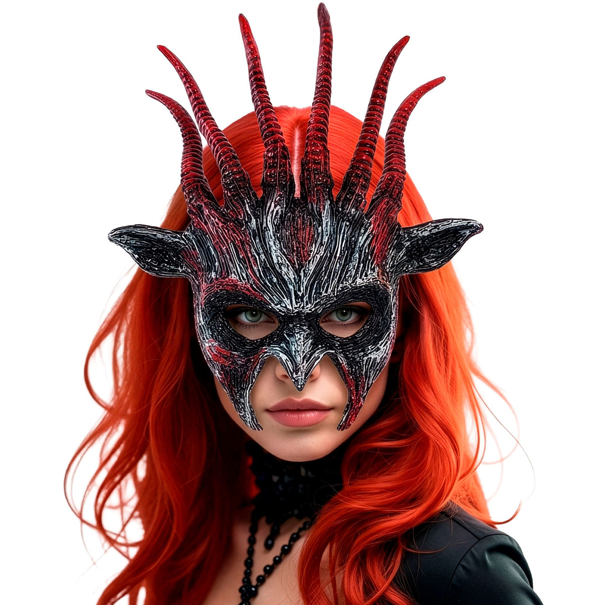 Maschera Rigida Bestia Infernale Demone con Corna Horror Halloween
