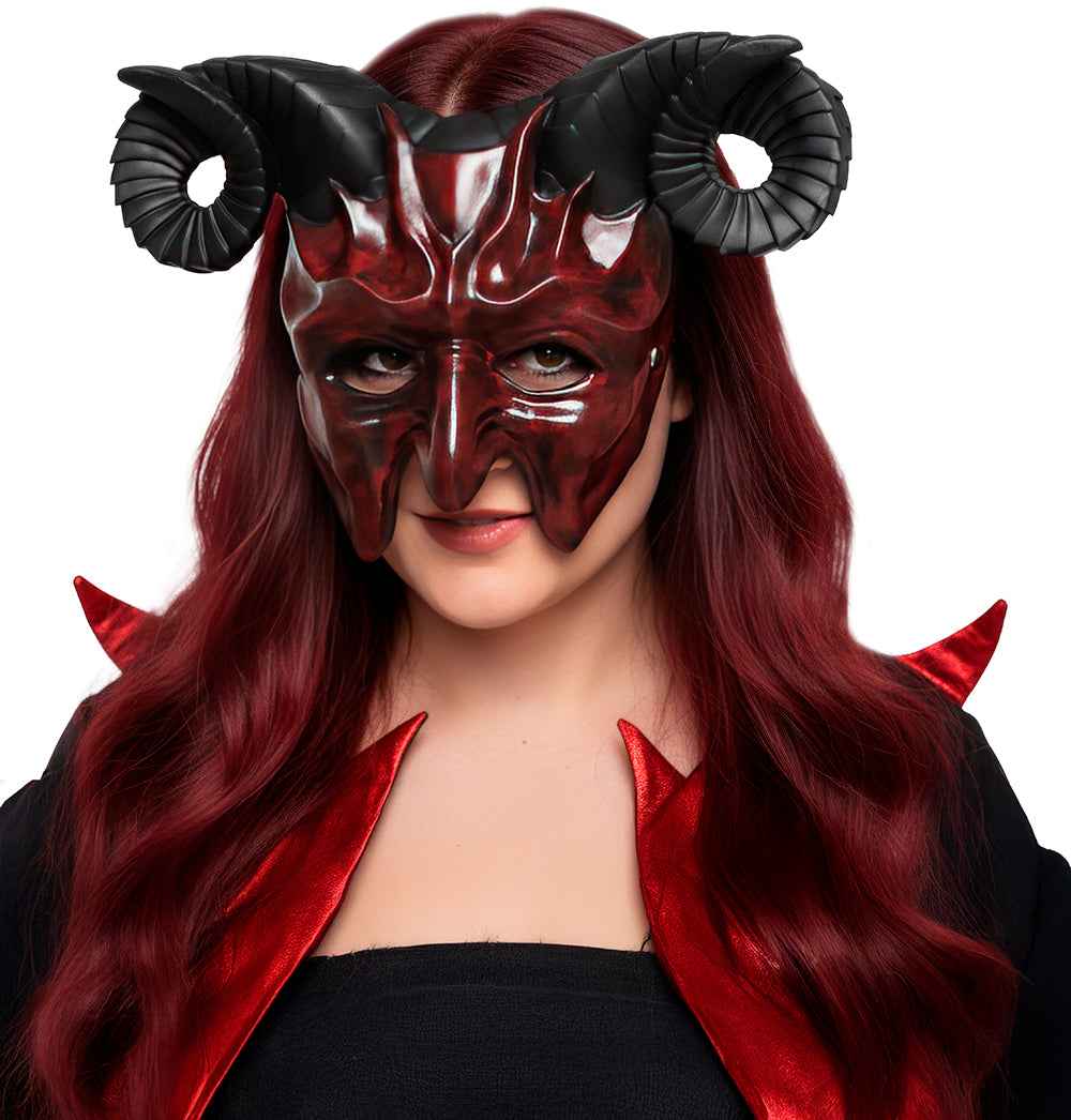 Maschera Demone Ariete in Foam Devil Diavolo con Corna Horror Halloween