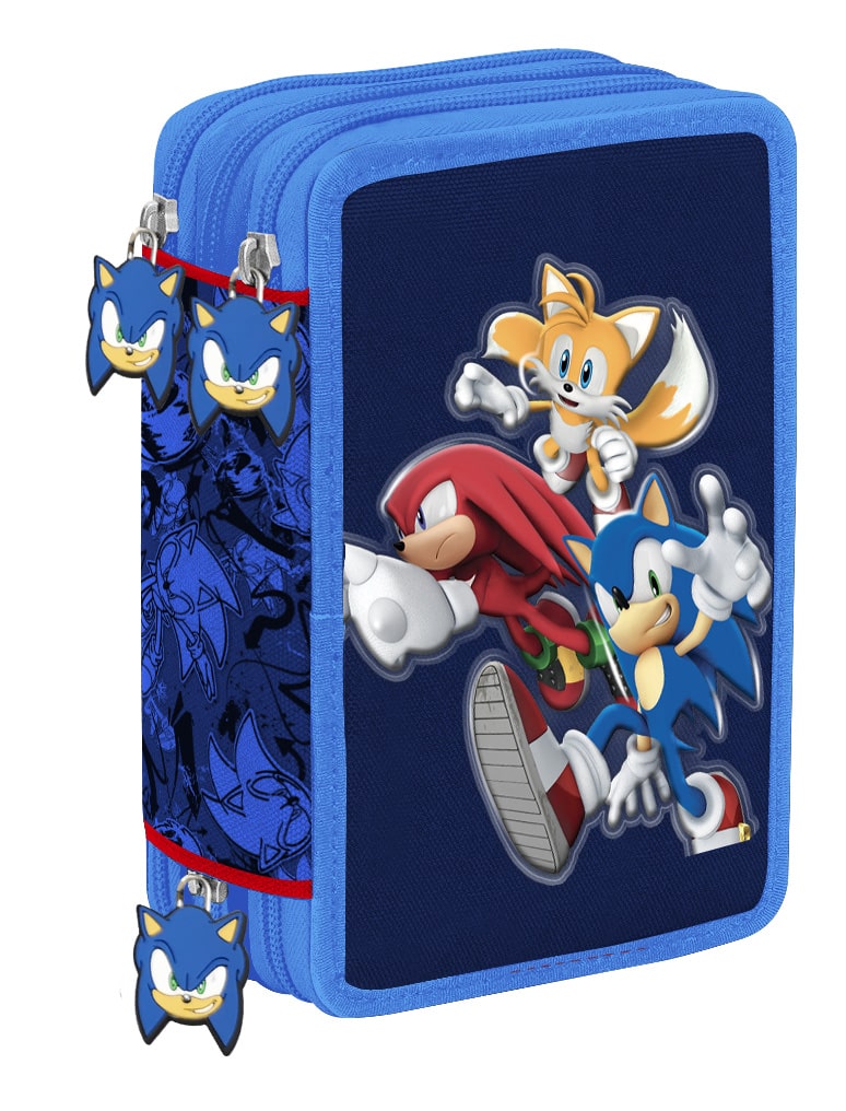 Astuccio 3 Zip Sonic & Friends Originale SEGA Completo 45 Pezzi Scuola