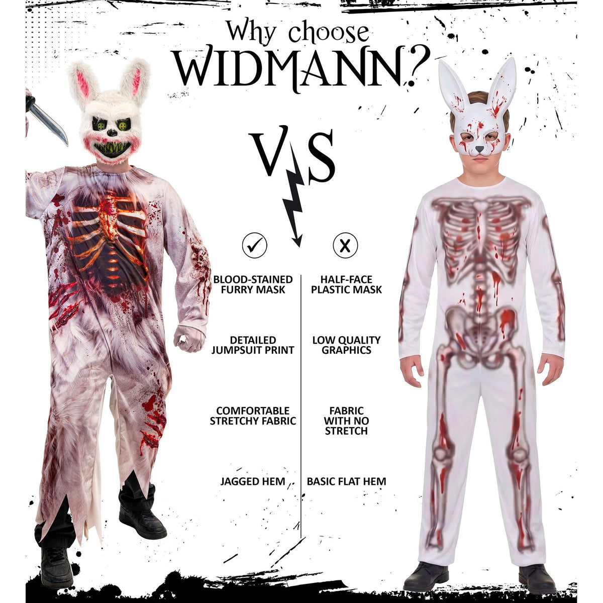 Costume Bambino Coniglio Zombie Assassino Horror Halloween