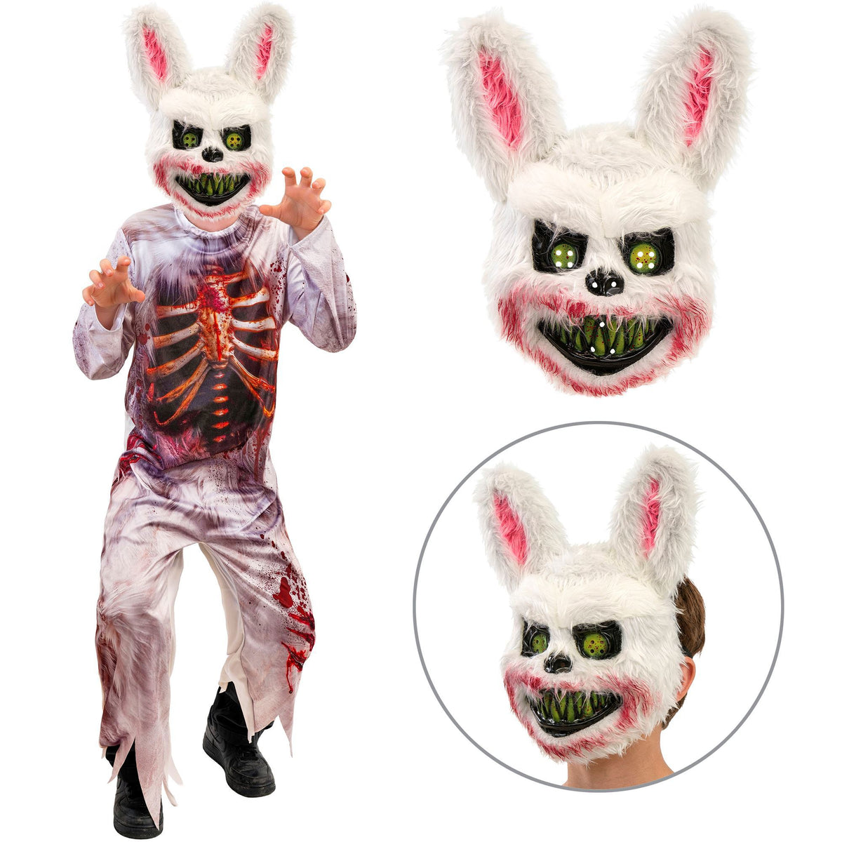 Costume Bambino Coniglio Zombie Assassino Horror Halloween