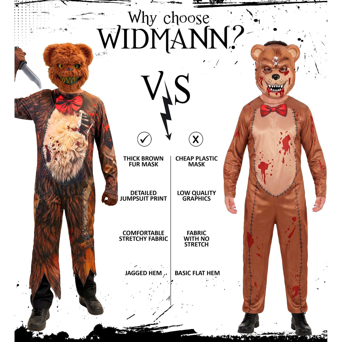 Costume Bambino Orso Killer con Maschera Orsacchiotto Peluches Zombie Horror