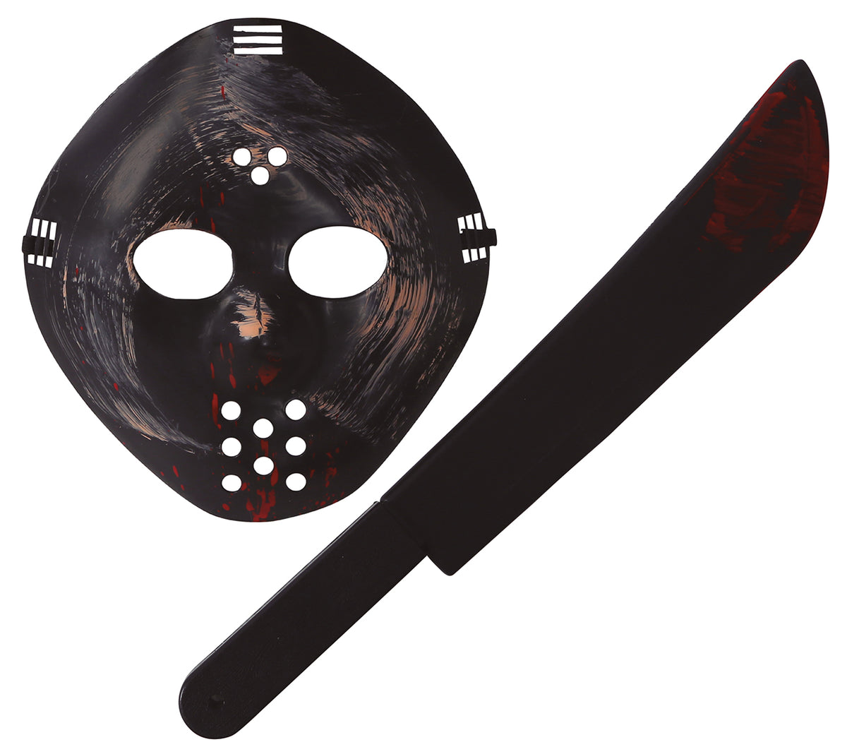 Maschera Rigida Nera e Machete Jason Venerdi' 13 Horror Halloween