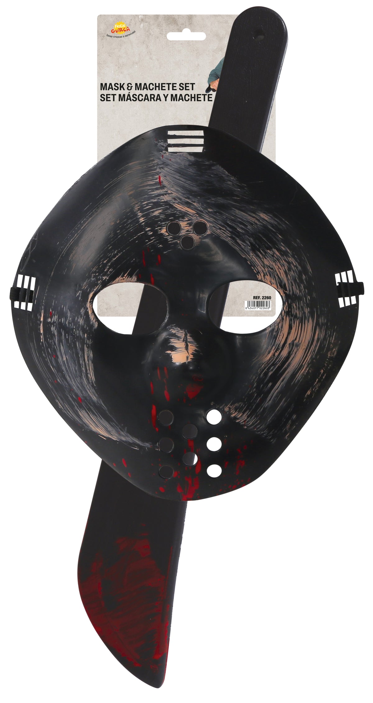 Maschera Rigida Nera e Machete Jason Venerdi' 13 Horror Halloween