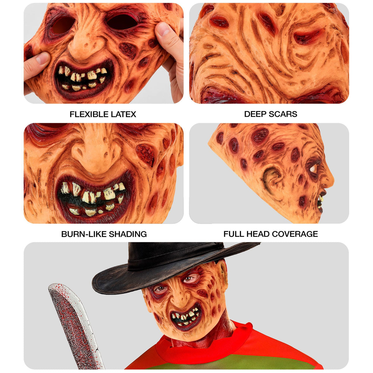 Maschera Intera in Lattice Freddy Krueger Nightmare Halloween