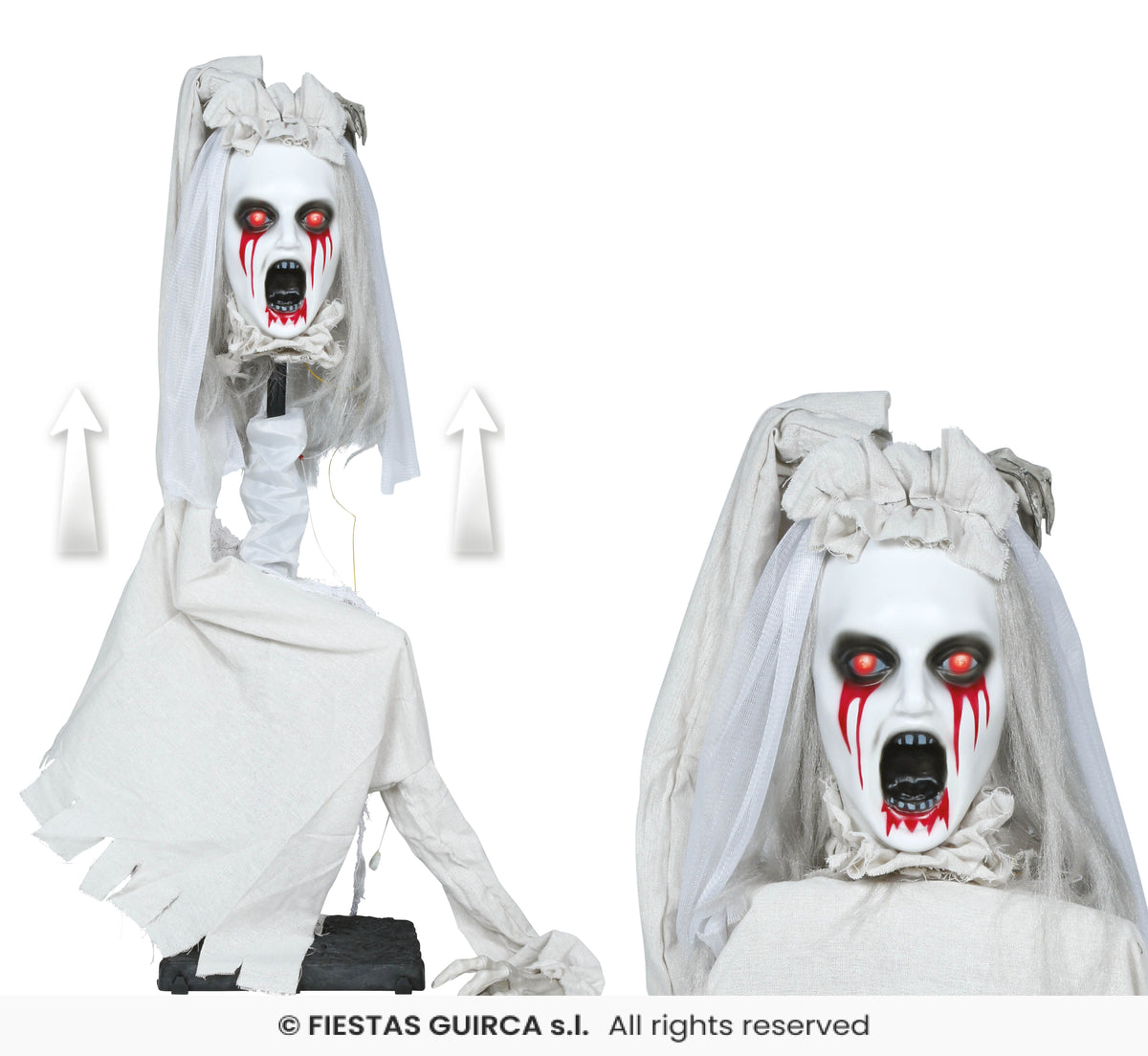 Sposa Zombie Animatronica con Luci Suoni e Movimento H 70 cm