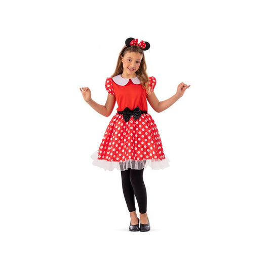 Costume da Topolina Minnie Bambina Abito Rosso con Cerchietto Pois