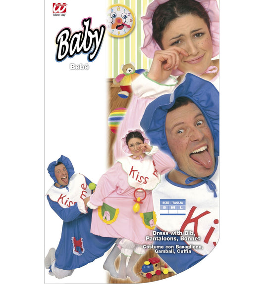 Costume Bebé con Maxi Bavaglino Gambali e Cuffia Azzurro e Rosa Gender Reveal Baby Shower