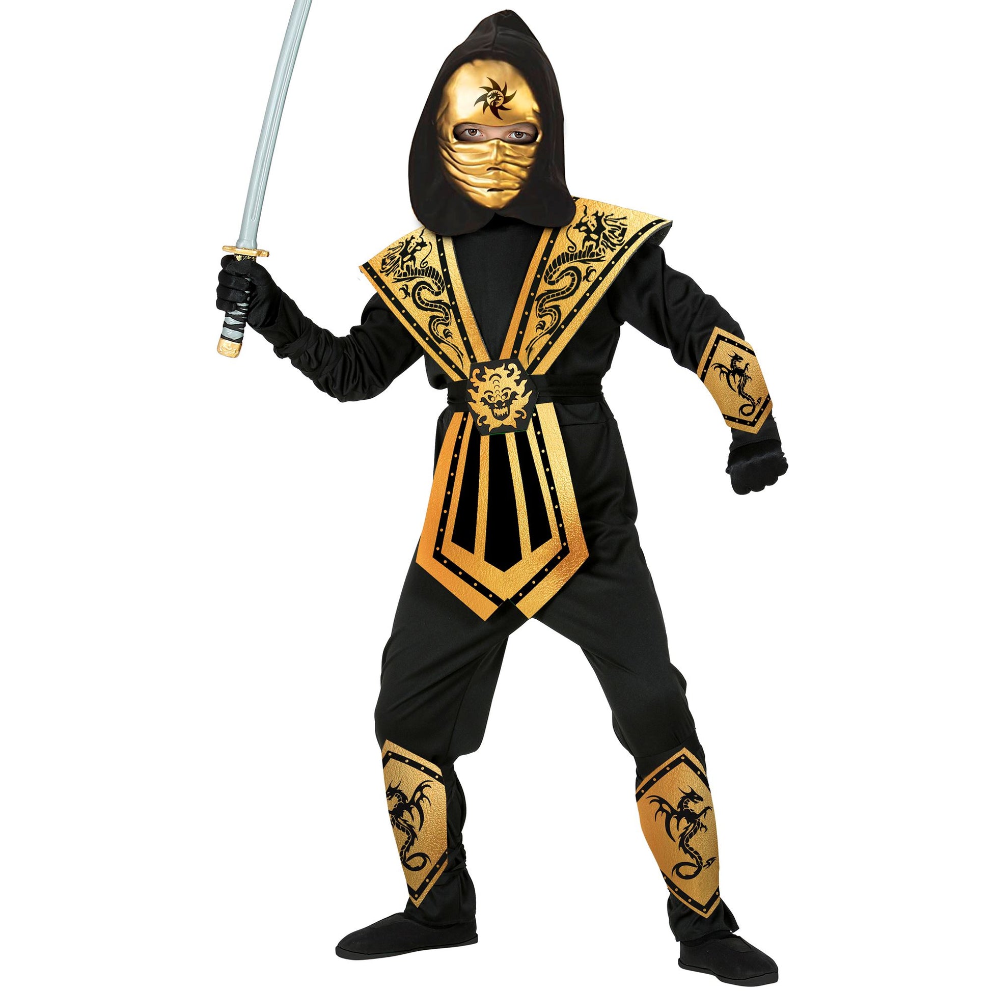 Costume Ninja Gold con Cappuccio, Corazza e Maschera 1
