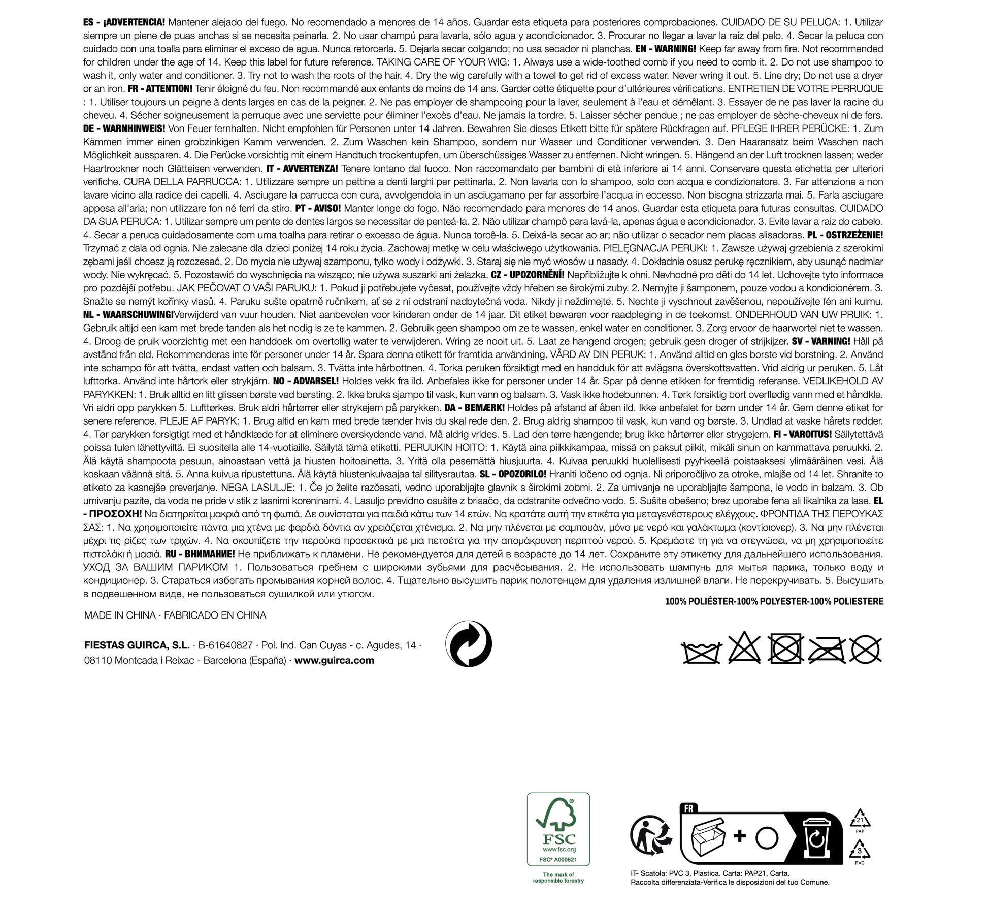 Parrucca Bionda Riccia in Pelo Sintetico 2