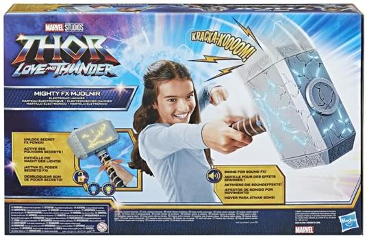 Martello Mighty Thor con Luce e Suono Love and Thunder Originale Marvel