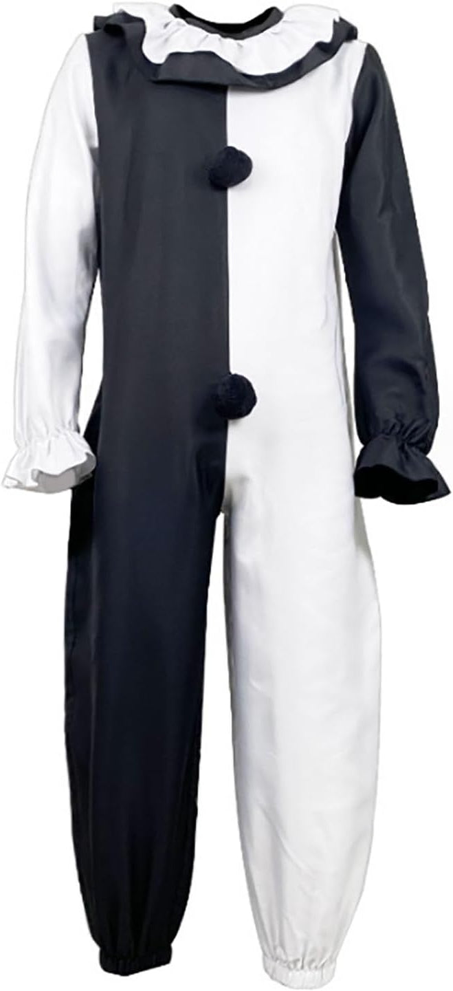 Costume Art Clown Terrifier Tuta Bianco Nera con Zip Unisex Pagliaccio Cinema Horror