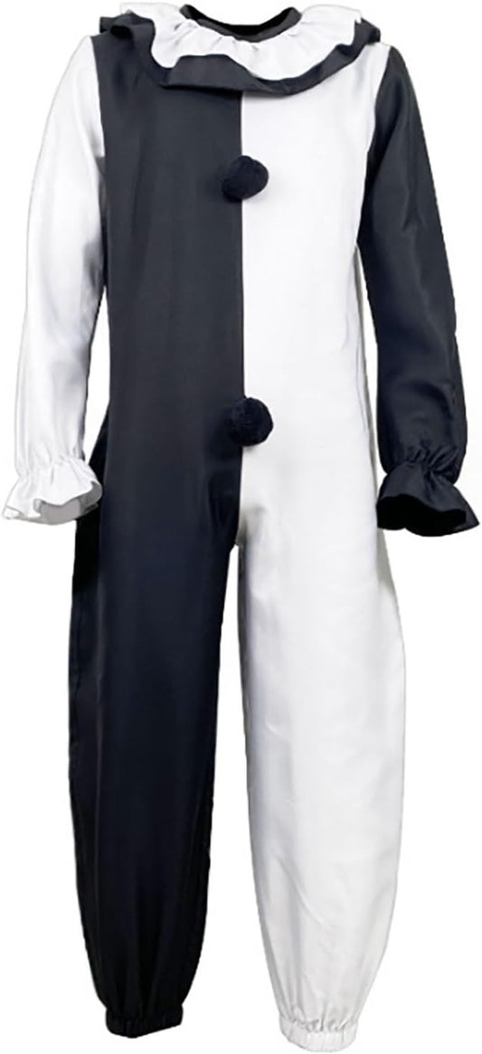 Costume Art Clown Terrifier Tuta Bianco Nera con Zip Unisex Pagliaccio Cinema Horror