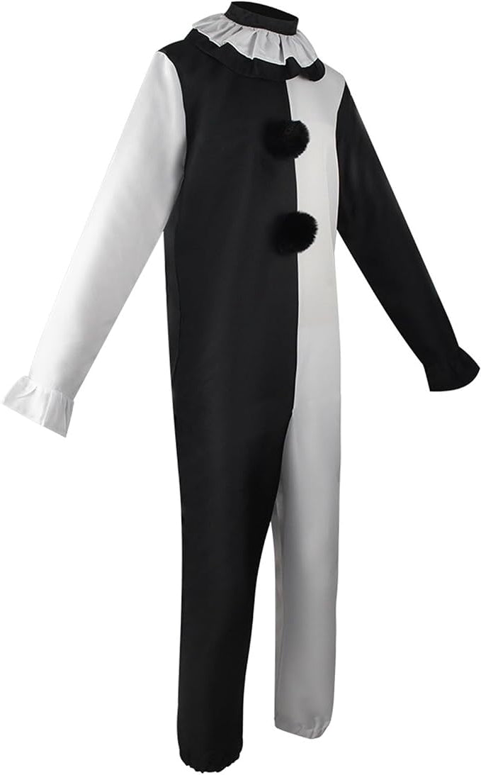 Costume Art Clown Terrifier Tuta Bianco Nera con Zip Unisex Pagliaccio Cinema Horror
