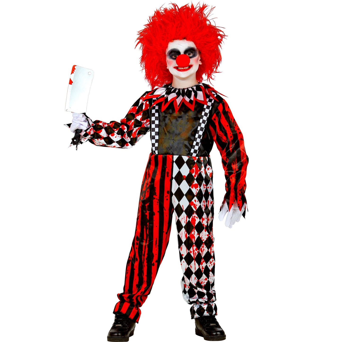 Costume Pagliaccio Horror Unisex con Tuta Intera e Collare Clown