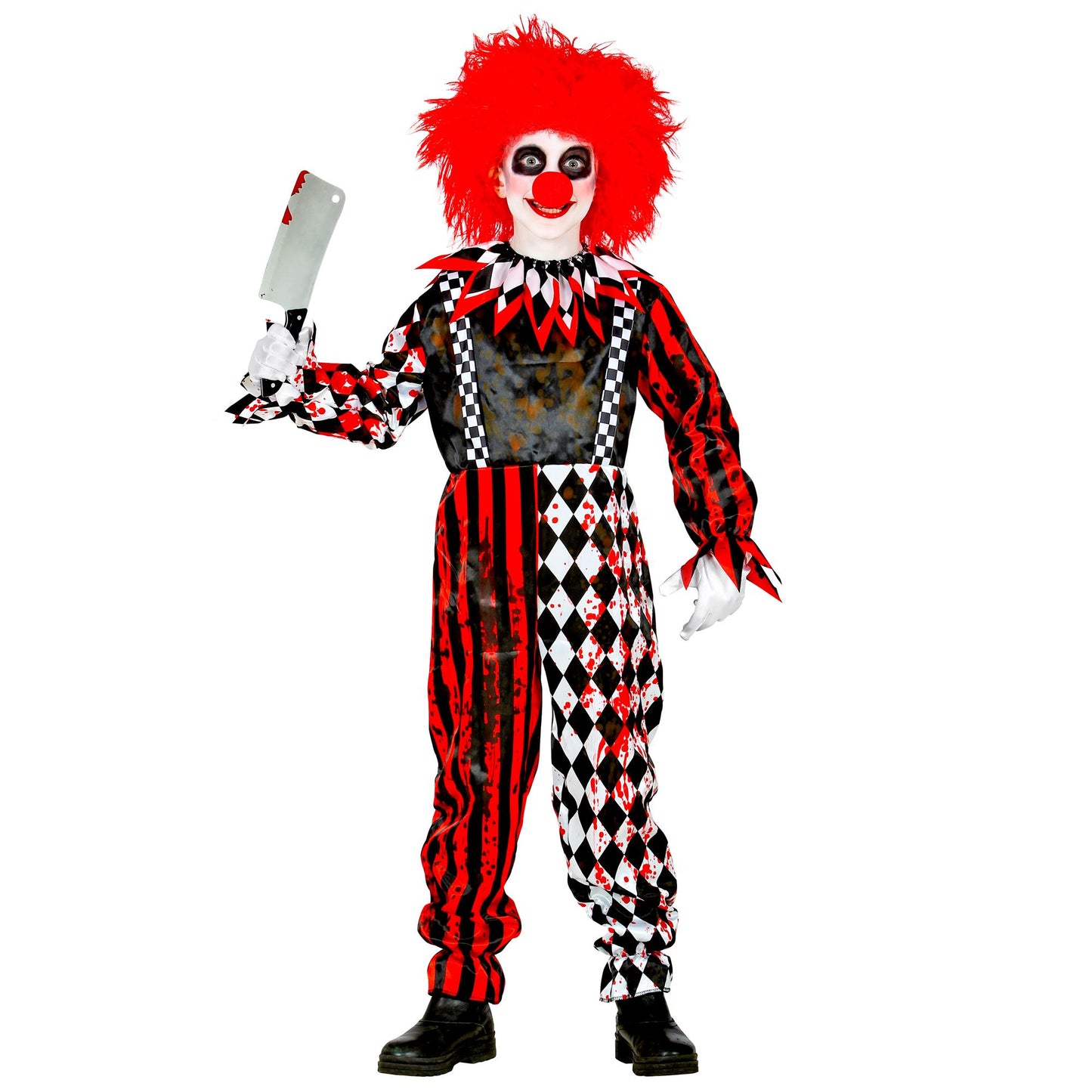 Costume Pagliaccio Horror Unisex con Tuta Intera e Collare Clown
