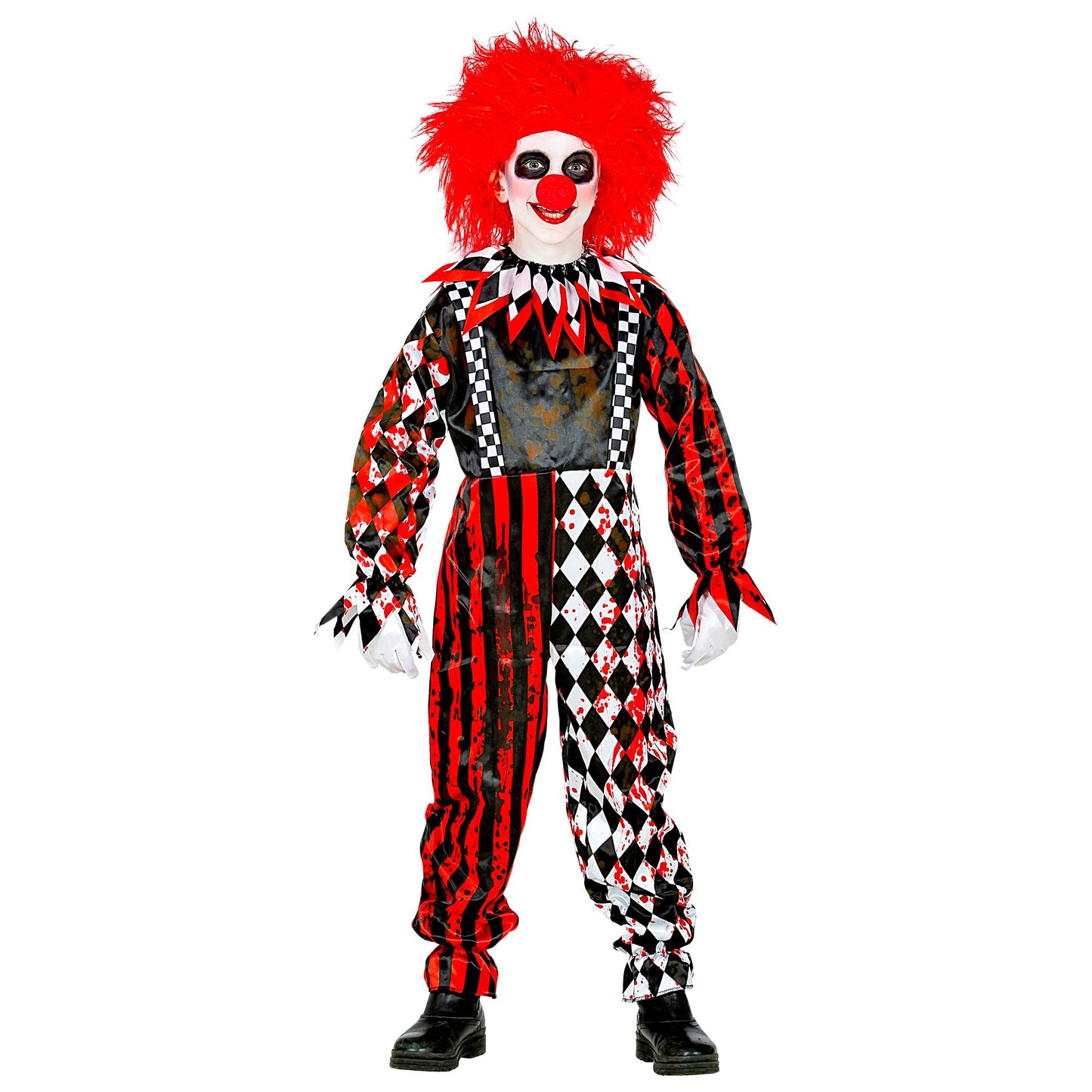 Costume Pagliaccio Horror Unisex con Tuta Intera e Collare Clown