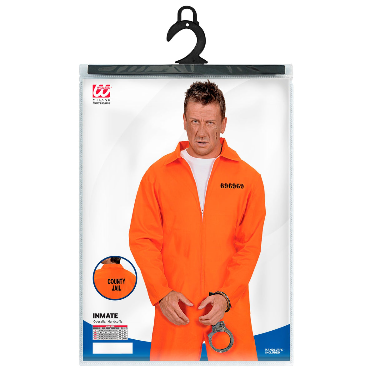 Costume Adulto Detenuto Carcerato Completo di Manette