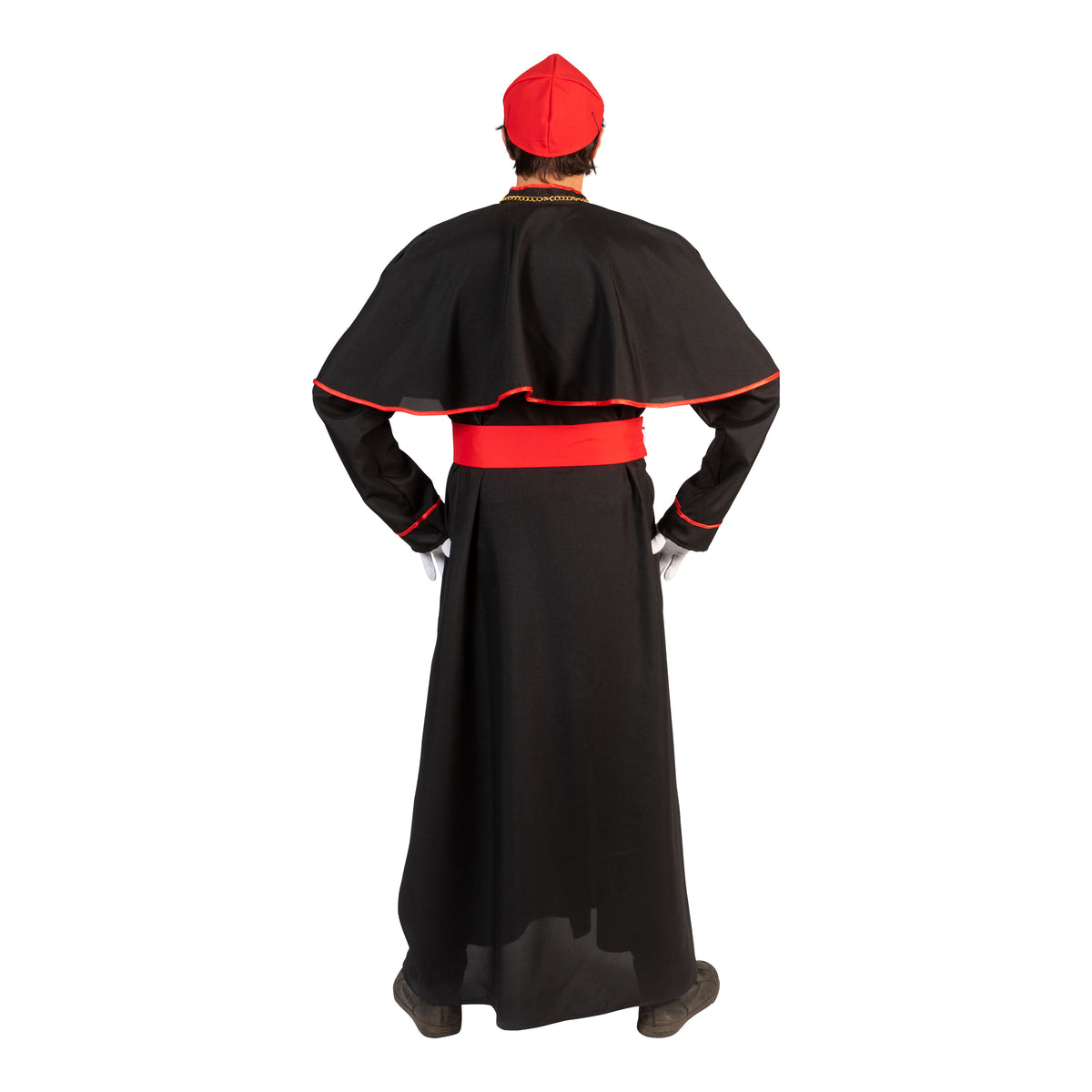 Costume Adulto da Cardinale Completo di Abito con Mantella Cintura e Papalina