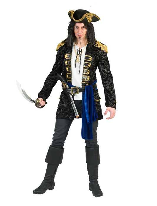 Costume Adulto Pirata Completo di Giacca Camicia Cintura e Sciarpa
