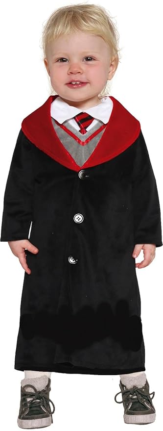 Costume Studente Neonato Scuola Magia Tunica Nera in Vellutino Grifondoro Harry Potter