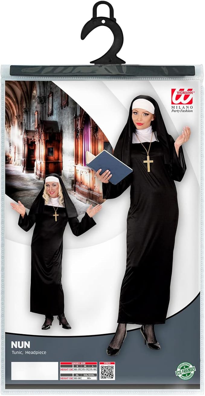 Costume da Suora Tunica e Copricapo Chiesa e Madre Badessa Unisex XL